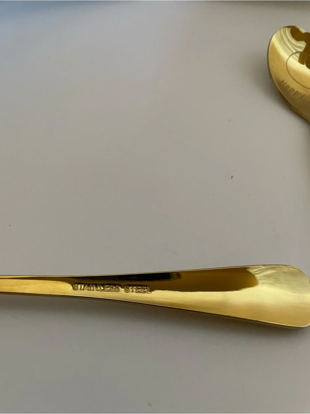 Gold Heart-Top Stainless Steel Dessert Spoon Set - Gold Finish (Set of 6)